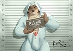 animal_costume animal_genitalia animal_penis anthro balls_outline big_bulge big_penis bulge chart chart_background clothing detailed_bulge genital_outline genitals height_chart holding_object holding_sign imperial_unit jail_placard kigurumi looking_at_viewer male male_anthro measurements muscular muscular_male number numbered_tag onesie penis placard police_lineup sculpture sign simple_background solo statue text thick_penis underline unit unzipped zipper kenzofong dreamworks the_bad_guys mr._wolf_(the_bad_guys) canid canine canis mammal wolf 2021 absurd_res english_text hi_res