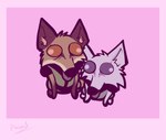 brown_body brown_fur chibi clothed clothing derp_eyes duo fur male multicolored_body multicolored_fur orange_body orange_eyes orange_fur pink_background simple_background tongue tongue_out white_body white_fur pinumontbalou epic_games fortnite fennix_(fortnite) volpez_(fortnite) arctic_fox canid canine canis fox mammal red_fox true_fox hi_res brother_(lore) brothers_(lore) sibling_(lore)