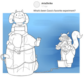 ankle_cuffs anthro big_breasts bottom_heavy bottomwear breasts chest_wraps clothing cuff_(restraint) detonator duo explosives female flat_chested horn huge_hips huge_thighs imminent_destruction loincloth long_tail looking_at_viewer neck_cuff question restraints sharp_teeth shortstack sitting smile tail teeth thick_thighs wide_hips wraps potoobrigham mythology cass_(simplifypm) piko_(simplifypm) dragon kobold mythological_creature mythological_scalie scalie hi_res