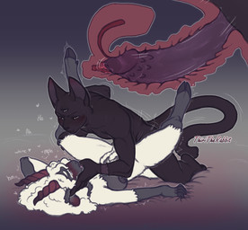 3_eyes anthro areola black_body black_fur black_nose blush blush_lines bodily_fluids breasts cloven_hooves duo eye_contact eyelashes female female_penetrated finger_fetish finger_in_mouth from_front_position fur genitals grabbing_sheets hair hooves horn hybrid_genitalia hybrid_penis internal internal_vaginal kneeling leaning leaning_forward leg_grab long_hair long_tail looking_at_another looking_pleasured lying male male/female male_penetrating male_penetrating_female medium_breasts missionary_position multi_eye nipples nude on_back penetration penile penile_penetration penile_spines penis penis_in_vagina sagging_breasts saliva scar sex spread_legs spreading tail three-quarter_view tongue tongue_out vaginal vaginal_penetration white_eyelashes wool_(fur) wool_hair thiritherabbit cult_of_the_lamb massive_monster_(studio) lamb_(cult_of_the_lamb) narinder bovid caprine domestic_cat felid feline felis mammal sheep 2026 digital_drawing_(artwork) digital_media_(artwork) hi_res demigirl_(lore) nonbinary_(lore)