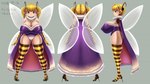 big_breasts big_butt blonde_hair breasts butt cape cleavage clothed clothing dress female footwear gloves hair handwear huge_breasts humanoid_pointy_ears insect_wings legwear light_body light_skin nipple_outline pattern_clothing pattern_gloves pattern_handwear pattern_legwear pointy_ears purple_cape purple_clothing purple_dress red_eyes shoes side_boob striped_clothing striped_gloves striped_handwear striped_legwear stripes wings suzumiya11 fairy hi_res