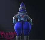 18+_adults_only_sign 3d_(artwork) avian big_butt bird blue_body blue_fur butt butt_pose clothing digital_media_(artwork) falco_lombardi fur hi_res male male/male nintendo nude pose shinyagaia shoes_on solo source_filmmaker space spacecraft star_fox thick_thighs vehicle