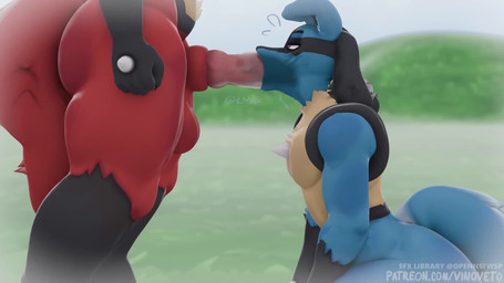 alternate_color animal_genitalia anthro anthro_on_anthro audible_ejaculation audible_swallowing audible_throbbing balls balls_deep belly big_balls big_belly big_penis blue_body blue_fur bodily_fluids butt canine_genitalia chest_spike cum cum_in_mouth cum_inflation cum_inside cum_on_belly cum_on_body deep_throat drinking drinking_cum duo erection excessive_cum excessive_genital_fluids fellatio fur genital_fluids genitals holding_head inflation kneeling knot knotted_penis knotting male male/male male_anthro male_penetrated male_penetrating male_penetrating_male oral oral_knotting oral_only oral_penetration orgasm outside penetration penile penile_penetration penis penis_in_mouth red_body red_fur sex spikes spikes_(anatomy) standing throbbing throbbing_penis vinoveto nintendo pokemon generation_4_pokemon lucario pokemon_(species) 16:9 3d_(artwork) 3d_animation animated digital_media_(artwork) hi_res long_playtime sound video widescreen