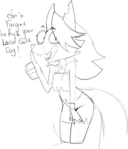alternative_fashion anthro belly biped bottomwear clothing fangs female female_anthro gesture goth hair hand_gesture looking_at_viewer navel occult_symbol pentagram public_service_announcement shorts smile smiling_at_viewer solo symbol tail talking_to_viewer teeth text thumbs_up sukk-madikk hellaverse helluva_boss mythology loona_(helluva_boss) canid canid_demon canine demon hellhound mammal mythological_canine mythological_creature digital_media_(artwork) english_text greyscale low_res monochrome sketch