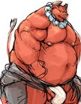 anthro balls belly big_belly clothing genitals kemono male moobs navel nipples overweight overweight_anthro overweight_male penis simple_background solo underwear white_background kotobuki bovid bovine cattle mammal 2020 hi_res sketch