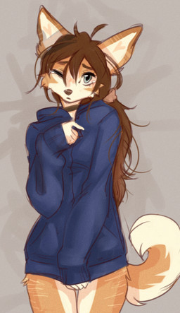 anthro biped breasts claws clothed clothed_anthro clothed_female clothing female fingers front_view fur hair looking_at_viewer simple_background solo standing tail yshanii cotton_(yshanii) canid canine canis dingo mammal 2026 digital_drawing_(artwork) digital_media_(artwork)