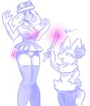 braixen breast_expansion breasts canine english_text female fennec fox human magic monochrome nintendo pokémon serena text unknown_artist video_games wide_hips
Rating: Questionable
Score: 2
User: Juni221
Date: October 30, 2013