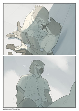 animal_genitalia anthro anthro_on_anthro anthro_penetrated anthro_penetrating anthro_penetrating_anthro avian_feet beak biped bottomless bottomless_anthro bottomless_male cloaca cloacal cloacal_penetration clothed clothing cowgirl_position duo from_front_position genitals male male/male male_on_bottom male_on_top male_penetrated male_penetrating male_penetrating_male on_bottom on_top open_mouth penetration penile penile_penetration penis_in_cloaca sex text pngx accipitrid accipitriform avian bird eagle mammal procyonid raccoon 2024 absurd_res comic digital_media_(artwork) hi_res url