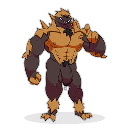 abs anthro balls biceps bodily_fluids brown_body chest_tuft claws cum genital_fluids genitals gesture hand_gesture looking_at_viewer male muscular muscular_anthro muscular_male nipples pecs penis pointing solo teeth tuft white_eyes virdemis activision crash_bandicoot_(series) monster spike_(crash_bandicoot) titan_(crash_bandicoot) 1:1 hi_res