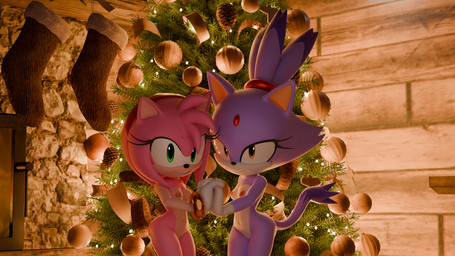 anthro duo female female/female hand_holding holidays nipples nude pink_body pink_nipples purple_body akuzaguy christmas sega sonic_the_hedgehog_(series) amy_rose blaze_the_cat domestic_cat eulipotyphlan felid feline felis hedgehog humanoid mammal 16:9 3d_(artwork) 4k absurd_res digital_media_(artwork) hi_res widescreen