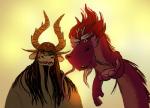 duo facial_hair goatee green_eyes hair long_hair male simple_background cseed asian_mythology dreamworks east_asian_mythology kung_fu_panda mythology wish_dragon kai_the_collector long_(wish_dragon) bovid bovine dragon eastern_dragon mammal mythological_creature mythological_scalie scalie crossover