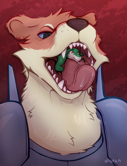 anthro anthro_pred anthro_prey bodily_fluids duo extreme_size_difference female female_pred holding_tongue larger_pred male male_prey micro micro_prey mouth_shot open_mouth oral_vore saliva scared simple_background size_difference teeth tongue tongue_out unwilling_prey vore makar-ro small_saga lamia_(small_saga) snek_(tntc4) mammal mustelid musteline otter stoat true_musteline weasel absurd_res hi_res