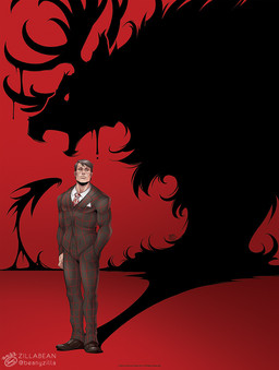 antlers cheekbones clothed clothing fur hair horn male red_background silhouette simple_background snout solo suit zillabean hannibal_(series) hannibal_lecter stag_(hannibal) deer human mammal digital_media_(artwork)