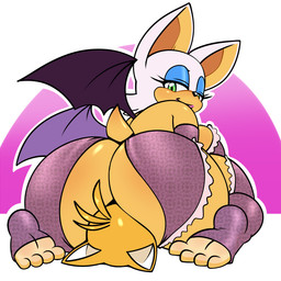 4_toes anthro armwear bat_wings bedroom_eyes big_breasts big_butt breasts bubble_butt butt butt_smother clothing dominant dominant_female duo elbow_gloves eyeshadow face_in_ass facesitting feet female female_facesitting_male fur glistening_eyelids gloves green_eyes handwear huge_butt legwear lidded_eyes lingerie looking_back makeup male male/female membrane_(anatomy) membranous_wings narrowed_eyes orange_body orange_fur seductive side_boob simple_background sitting_on_another smile smiling_at_another smiling_at_partner smothering submissive submissive_male thigh_highs toes white_background white_body white_fur wings hyoumaru archie_comics sega sonic_the_hedgehog_(archie) sonic_the_hedgehog_(comics) sonic_the_hedgehog_(series) miles_prower rouge_the_bat bat canid canine fox mammal 1:1 2023 digital_media_(artwork) hi_res