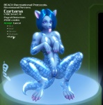 alternate_species anthro artificial_intelligence big_breasts binary_code blue_body blue_eyes blue_hair blue_pussy breasts canid canine claws clitoris code cortana_(halo) crouching digital_creature english_text female genitals glistening hair halo_(series) hindpaw mammal markings microsoft nude oni_(artist) paws pussy solo spread_legs spreading tail text tongue tongue_out translucent translucent_body virtual xbox_game_studios