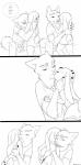 2016 absurd_res anthro bed bottomwear canid canine claws clothing comic disney embrace english_text female fox furniture hand_on_hip hi_res hug inter_schminter judy_hopps kissing lagomorph leporid male mammal monochrome muscular nick_wilde open_mouth rabbit red_fox shorts simple_background size_difference spintherella teeth text true_fox zootopia