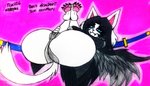 anthro camel_toe clothed clothing female hair solo text topwear white_body theloanwanderer216 undertale undertale_(series) temmie_(undertale) canid canine felid feline mammal tem