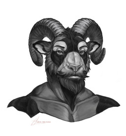 anthro beard facial_hair hair horn looking_at_viewer male muscular sailor short_hair simple_background solo white_background conditional_dnp kiras_arkaneks bovid caprine mammal sheep absurd_res hi_res