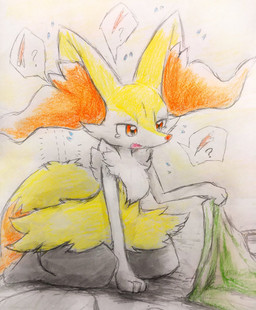 ambiguous_anthro ambiguous_gender anthro big_tail biped bodily_fluids crying dipstick_tail emanata flying_sweatdrops front_view inside kneeling markings open_mouth outline question_mark searching solo speech_bubble sweat sweatdrop tail tail_markings tears wavy_mouth eiroru nintendo pokemon braixen canid generation_6_pokemon mammal pokemon_(species) 2018 colored_pencil_(artwork) full-length_portrait graphite_(artwork) hi_res japanese_description portrait traditional_media_(artwork) translated_description