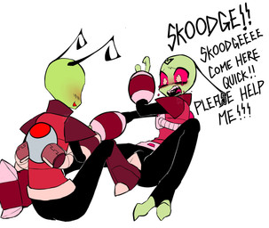 antennae_(anatomy) anthro blush bodily_fluids bulge claws clothed clothing crying dialogue duo erection erection_under_clothing feet female foot_fetish foot_play footjob forced fully_clothed irken_clothing irken_elite_uniform male male/female pak rape screaming sex shoejob tears text toe_claws toony sxckbug invader_zim nickelodeon invader_tenn zim_(invader_zim) alien alien_humanoid humanoid irken scalie english_text hi_res