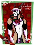 anthro balls circumcised circumcision_scar empty_eyes genital_scar genitals half-erect holidays humanoid_genitalia humanoid_penis male mostly_nude penis scar smile solo bgn christmas jamie_the_oryx antelope bovid grazing_antelope mammal oryx 2014 digital_media_(artwork)