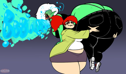 big_breasts big_butt biped black_bottomwear black_clothing black_eyeshadow black_jeans black_pants blush bottomwear breasts burp_cloud burping butt butt_grab carrying_another carrying_partner clothed clothing crossover_ship denim denim_bottomwear denim_clothing duo ear_piercing eyelashes eyeshadow facial_piercing female female/female fingers footwear freckled_tail freckles glistening_eyelids green_body green_clothing green_skin green_topwear hair hand_on_butt human_on_humanoid humanoid_pointy_ears interspecies jeans lip_piercing logo long_eyelashes long_hair makeup midriff narrowed_eyes noseless not_furry onomatopoeia overweight overweight_female overweight_human overweight_humanoid pants piercing pointy_ears ponytail red_hair sharp_teeth shirt shoes shorts simple_background skirt smile sound_effects tail teeth text thick_thighs thong_straps topwear white_clothing white_hair white_shirt white_topwear wide_hips sharkbubble cartoon_network disney foster's_home_for_imaginary_friends wander_over_yonder frankie_foster lord_dominator alien alien_humanoid human humanoid mammal 16:9 2024 absurd_res artist_logo artist_name colored crossover digital_drawing_(artwork) digital_media_(artwork) english_text hi_res watermark widescreen