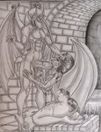 abs anthro balls big_penis bodily_fluids breasts cum duo female genital_fluids genitals hair kneeling male male/female muscular muscular_anthro muscular_male nude oral penis sex wings seeka disney gargoyles brooklyn_(gargoyles) maggie_reed_(gargoyles) felid gargoyle lion mammal mutate_(gargoyles) pantherine 2025 hi_res traditional_media_(artwork)