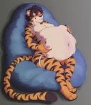 8_breasts anthro belly_rub bodily_fluids breast_milking breasts clothing female jockstrap lactating milk milk_leaking multi_breast multi_nipple nipples pregnant pregnant_anthro solo underwear the-narutoshi kaydex felid mammal pantherine tiger hi_res