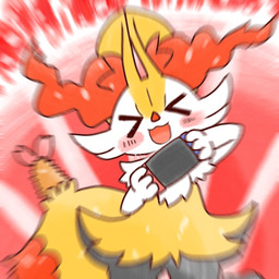 >o< ambiguous_anthro ambiguous_gender anthro biped blurred_background blush blush_stickers dipstick_tail food front_view gaming markings object_in_tail open_:3 open_mouth open_smile playing_video_game shrimp_(food) smile solo standing tail tail_markings annyui0611 nintendo nintendo_switch pokemon braixen canid generation_6_pokemon mammal pokemon_(species) 1:1 2022 digital_drawing_(artwork) digital_media_(artwork) hi_res japanese_description portrait three-quarter_portrait translated_description