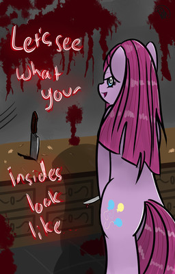 blakheart741 blood blood_splatter blue_eyes countertop cutie_mark dialogue english_text equine female feral friendship_is_magic fur gore hair hi_res horse knife long_hair looking_at_viewer looking_back mammal my_little_pony open_mouth pink_fur pink_hair pinkamena_(mlp) pinkie_pie_(mlp) pony shadow signature smile solo standing text
Rating: Questionable
Score: 1
User: Deatron
Date: September 01, 2013 blakheart741 blood blood_splatter blue_eyes countertop cutie_mark dialogue english_text equine female feral friendship_is_magic fur gore hair hi_res horse knife long_hair looking_at_viewer looking_back mammal my_little_pony open_mouth pink_fur pink_hair pinkamena_(mlp) pinkie_pie_(mlp) pony shadow signature smile solo standing text
Rating: Questionable
Score: 1
User: Deatron
Date: September 01, 2013