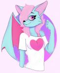 anthro blue_body femboy hair heart_symbol male pink_hair solo terry_bat bat mammal 2020 digital_media_(artwork) hi_res