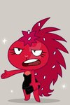 annoyed anthro black_clothing black_dress breasts cleavage clothed clothing clutch_(bag) dress eyelashes female fully_clothed handbag open_mouth red_body simple_background solo sparkles strapless_clothing strapless_dress deviantart happy_tree_friends hedgeflak03 flaky_(htf) mammal porcupine rodent 2018 2:3 hi_res watermark