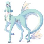 breasts clothed_female clothed_taur clothing female female_taur fin gills green_body green_clothing green_hair hair hooves membrane_(anatomy) navel red_eyes simple_background solo tail webbed_hands white_background whitechip equid equid_taur equine equine_taur mammal mammal_taur marine marine_taur taur 2021 hi_res