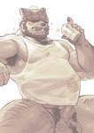 2023 alcohol anthro armpit_hair ball_tuft balls beard beer beverage beverage_can big_penis body_hair bottomless bottomless_anthro bottomless_male bulge canid canine canis clothed clothing curtis_wuedti detailed_bulge domestic_dog drunk erection erection_under_shirt facial_hair genital_outline genitals hat headgear headwear hi_res homeless humanoid_genitalia humanoid_penis kemono knit_hat male mammal mr._knit_hat mustache nipples pecs penis penis_outline shirt solo substance_intoxication tank_top topwear tuft