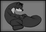 2020 3_fingers anus black_border bodily_fluids border female feral fingers genital_fluids genitals hi_res looking_at_viewer lying mammal monochrome mustelid on_back otter paws pussy solo spread_legs spreading vaginal_fluids visionaryserpent