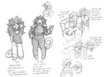 age_difference anthro duo eyewear female goggles male mature_female text cv54739064 (undertale) undertale undertale_(series) bob_(undertale) muffet tattoo_artist temmie_(undertale) toriel canid canine canis domestic_cat domestic_dog felid feline felis mammal english_text greyscale monochrome