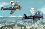 aircraft angry bf_109 city city_background cloud duo female female/female german_flag germany luftwaffe screaming sky united_states_of_america vehicle weapon world_war_2 mitchthegoat beastars f4u_corsair messerschmitt vought haru_(beastars) juno_(beastars) canid canine canis domestic_rabbit dwarf_rabbit lagomorph leporid mammal oryctolagus rabbit wolf hi_res