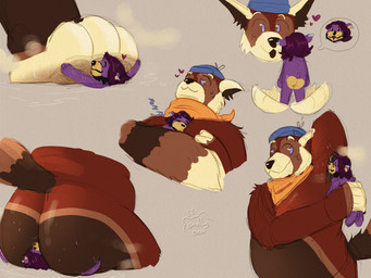 anthro armpit_fetish armpit_hair bodily_fluids body_hair butt duo facesitting feet foot_fetish macro male male/male micro musk musky_feet paws sitting sitting_on_another size_difference sweat smellybear ailurid bear mammal red_panda 4:3 absurd_res hi_res