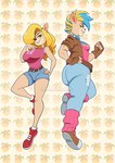 anthro big_butt bottomwear butt butt_pose clothing denim denim_bottomwear denim_clothing duo ear_piercing ear_ring female female/female food fruit fur jeans pants piercing plant pose ring_piercing shorts square_crossover thick_thighs wumpa_fruit aaron_schmit activision crash_bandicoot_(series) pirate_tawna tawna_bandicoot bandicoot mammal marsupial 2022 absurd_res hi_res