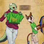 anthro bottomwear clothing crop_top duo female hoodie male pants shirt shopping shorts sweatpants t-shirt topwear triforce albinoraynedeer microsoft nintendo the_elder_scrolls the_legend_of_zelda meer-mah meph_the_cat argonian domestic_cat felid feline felis mammal scalie siamese 1:1 absurd_res hi_res