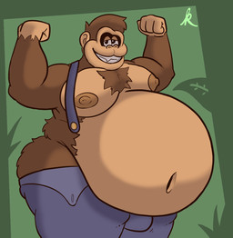 anthro belly biceps big_belly butt clothing hair looking_at_viewer male moobs navel nipples obese obese_anthro overweight overweight_anthro overweight_male pecs simple_background smile solo thick_thighs wide_hips bigtimekudo donkey_kong_(series) mario_bros nintendo donkey_kong_(character) ape gorilla haplorhine mammal primate hi_res