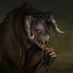albino ambiguous_gender anthro claws clothing grey_body grey_skin hand_on_chin horn robe solo lycisca fallout microsoft goris_(fallout) deathclaw lizard reptile scalie 1:1 headshot_portrait icon portrait