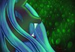 crown eyes_closed fangs female feral glowing glowing_eyes green_eyes green_hair hair headgear horn laugh long_hair solo teeth pshyzo friendship_is_magic hasbro my_little_pony queen_chrysalis_(mlp) arthropod changeling 2014 hi_res