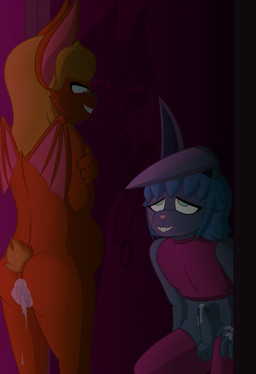 anthro anus bat_wings belly big_belly bodily_fluids butt caught caught_in_the_act caught_masturbating clothing crop_top crossed_arms cum cum_drip cum_inflated_belly cum_inflation cum_inside cum_on_butt cum_on_hand cum_on_penis cum_on_self dripping duo embarrassed fangs femboy femboy/femboy fluffy fluffy_tail gaping gaping_anus genital_fluids genitals inflated_belly inflation leaking leaking_anus leaking_cum leash legwear looking_at_another magic magic_user male male/male masturbation membrane_(anatomy) membranous_wings nude nude_anthro peeping penis shadow shadow_magic shirt stockings submissive submissive_male tail teeth thigh_highs topwear umbrakinesis voyeur wings moopsart moops_(moopsart) quinn_(moopsart) bat lagomorph leporid mammal rabbit absurd_res hi_res
