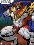 abs anthro anthrofied bulge clothing detailed_background front_view looking_at_viewer male muscular muscular_anthro muscular_male pecs pokemorph solo standing text thong underwear masterelrest nintendo pokemon canid canine crowned_shield_zamazenta generation_8_pokemon legendary_pokemon mammal pokemon_(species) zamazenta english_text hi_res