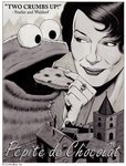 black_hair border building candy chocolate chocolate_chip_cookie chocolate_chips city cookie crumbs dessert duo female food hair house male male/female movie_poster poster poster_template ring text title white_border bruce_mccorkindale at_the_movies chocolat_(movie) muppets pbs sesame_street cookie_monster juliette_binoche human humanoid mammal monster muppet 2020 black_and_white english_text french_text greyscale hi_res monochrome signature translated