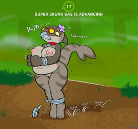 3_toes 4_fingers ankles_tied anthro bdsm belly big_belly big_breasts big_butt big_nipples blush bodily_fluids bondage bound breasts butt duct_tape feet female fin fingers fist flower_on_head front_view gag gagged gameplay_mechanics genitals grey_body grey_scales grey_stripes hands_tied head_fin hopping motion_lines muffled muffled_speech navel nipples no_pupils non-mammal_breasts non-mammal_navel non-mammal_nipples non-mammal_vulva onomatopoeia overweight overweight_anthro overweight_female peril pink_nipples scales solo sound_effects striped_body striped_scales stripes struggling sweat sweatdrop tail tail_fin tape tape_bondage tape_gag taped_feet taped_hands taped_mouth tears text thick_thighs toes vulva whimper yellow_eyes felino pixile_studios super_animal_royale alex_(clexyoshi) aquatic fish shark 2026 absurd_res hi_res