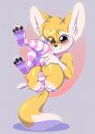 2018 absurd_res anthro black_nose blush bulge butt canid canine clothed clothing collar crossdressing digital_drawing_(artwork) digital_media_(artwork) femboy fennec_fox fox fur hair hi_res legs_up legwear looking_at_viewer male mammal panties simple_background smile solo stockings thigh_highs true_fox underwear ziggy_fox ziggy_fox_(character)