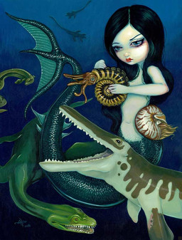 ambiguous_gender black_hair eyebrows eyelashes female feral fin fish_tail group hair legless lips long_hair mermaid_tail nude pupils scales split_form tail underwater water jasmine_becket-griffith ammonite cephalopod humanoid humanoid_merfolk kronosaurus mammal marine merfolk mollusk mosasaur nautilus plesiosaur pliosaur prehistoric_species reptile scalie 2008 dated formal_art painting_(artwork) traditional_media_(artwork) traditional_painting_(artwork)