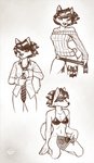 anthro bottomless bra clothed clothing convenient_censorship fan_dance female hand_fan necktie shirt solo sweater topwear underwear wick_(artist) joel_(wick) canid canine canis domestic_dog korean_jindo mammal spitz hi_res monochrome